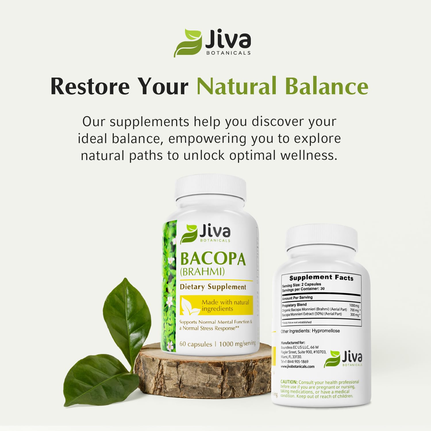Jiva Botanicals Bacopa vegan non-GMO stamp for clean label