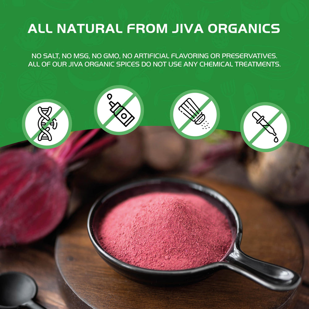 Jiva Organics beet root powder storage packaging keeps powder fresh.
