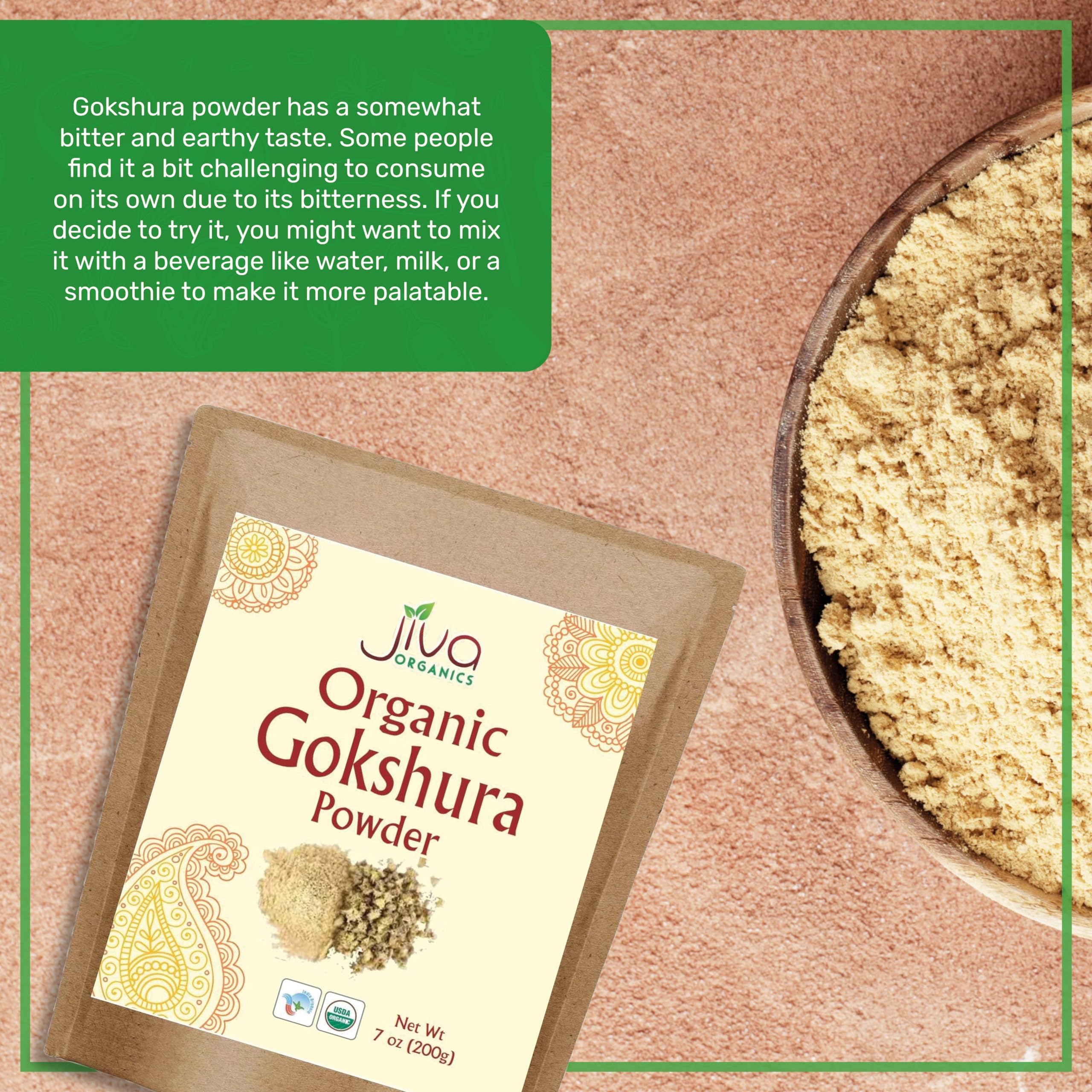 Close-up of gokshura powder texture ideal for blends and recipes.