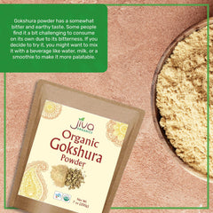 Close-up of gokshura powder texture ideal for blends and recipes.
