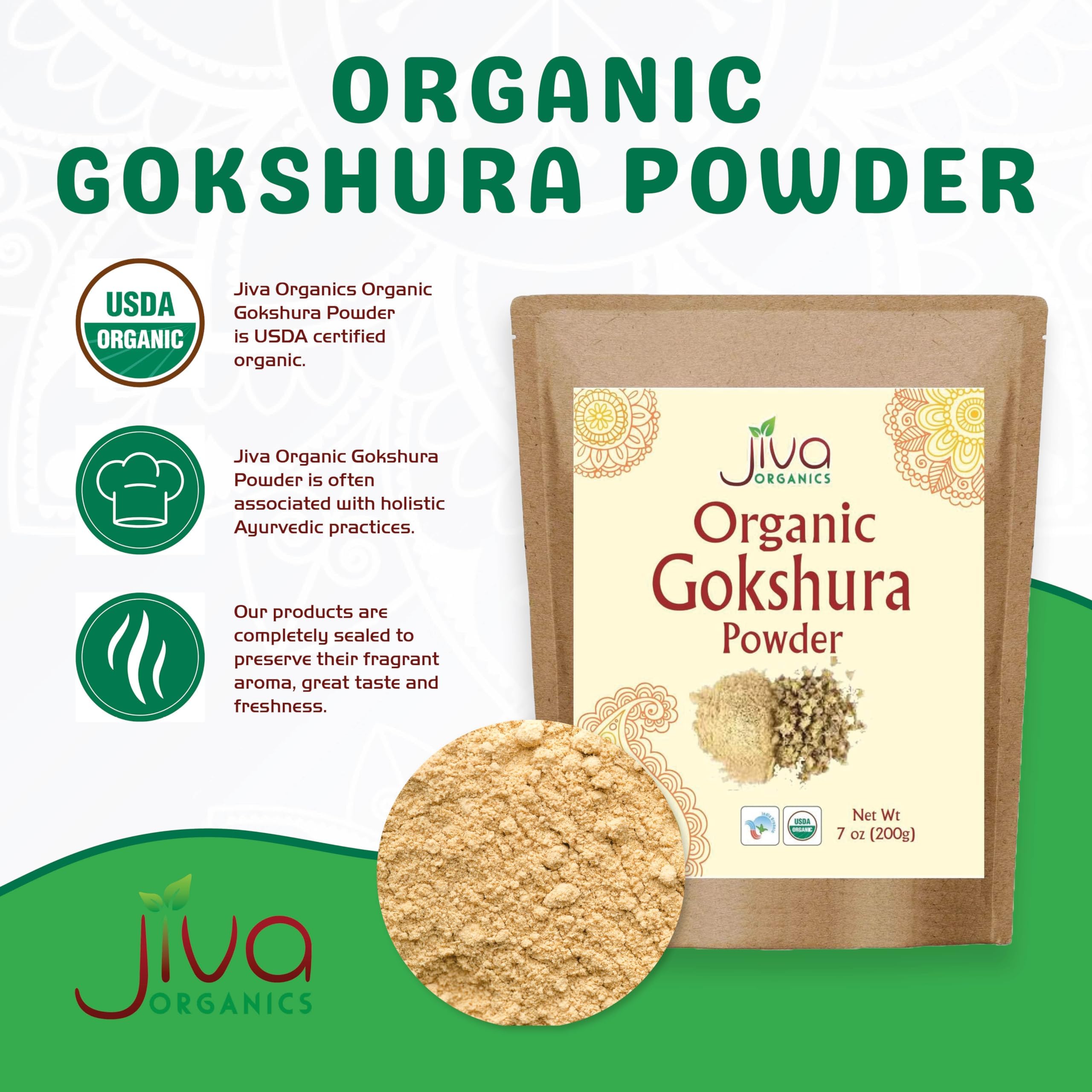 Packaging on shelf showing non-GMO gokshura powder for daily routines.