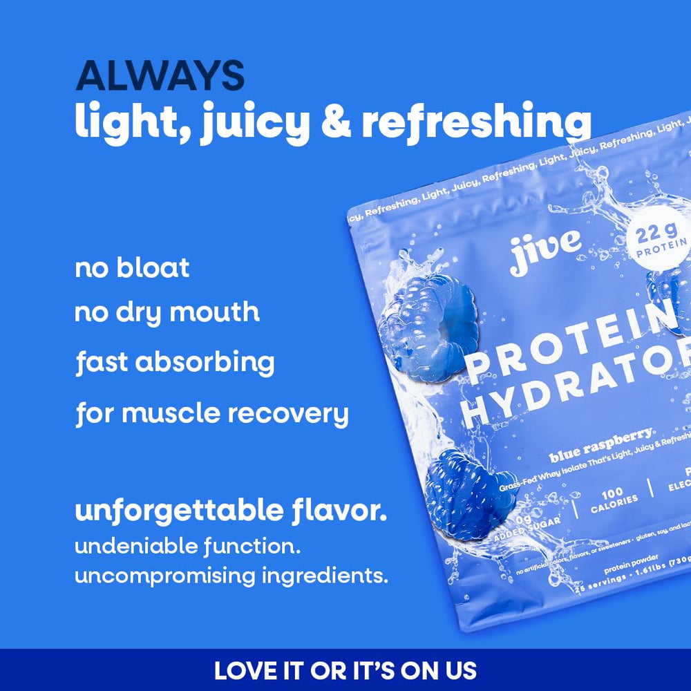 Jive Clear Protein electrolytes bottle highlights 895mg for hydration.
