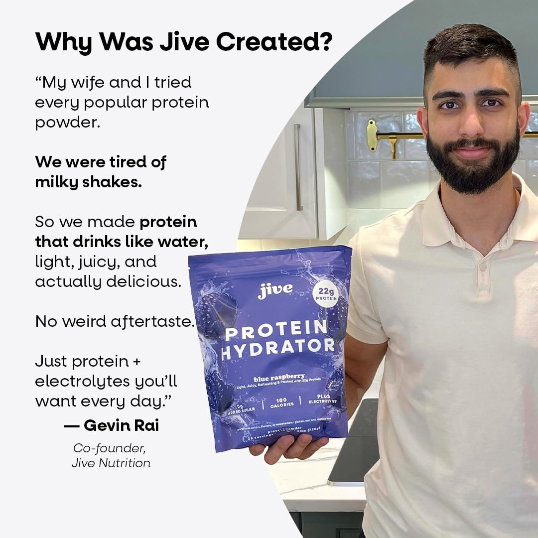 Jive Clear Protein glass with ice conveys ready-to-drink appeal.