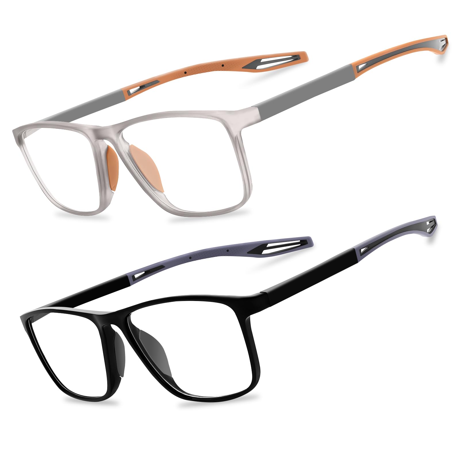 Gafas de lectura deportivas JixGien para hombre en negro y gris.
