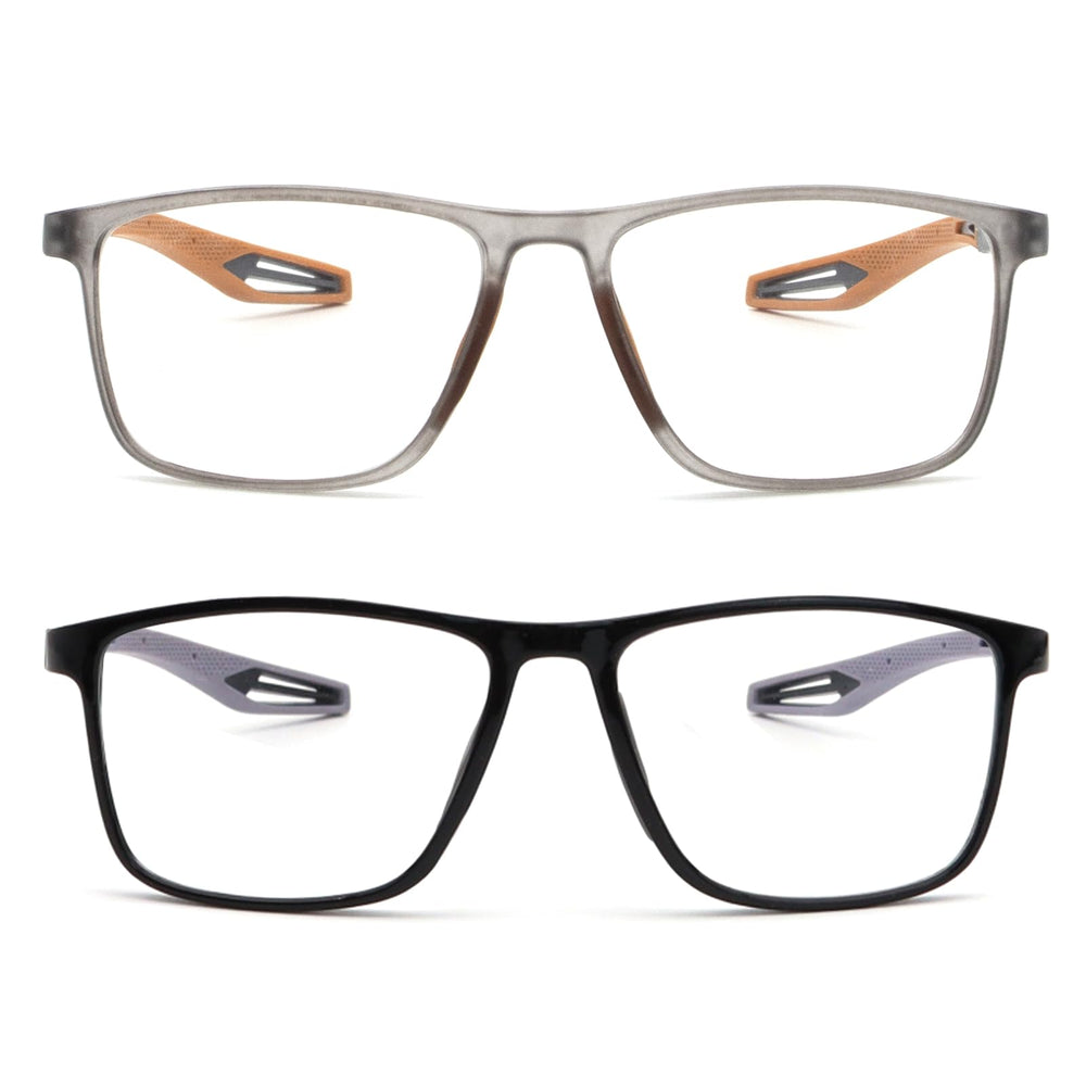 JixGien sports-style blue light blocking readers in grey provide light, comfortable wear for office use