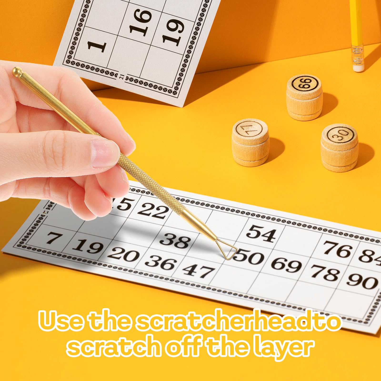 JIYIN scratch-off tool in use on a card for smooth reveals.