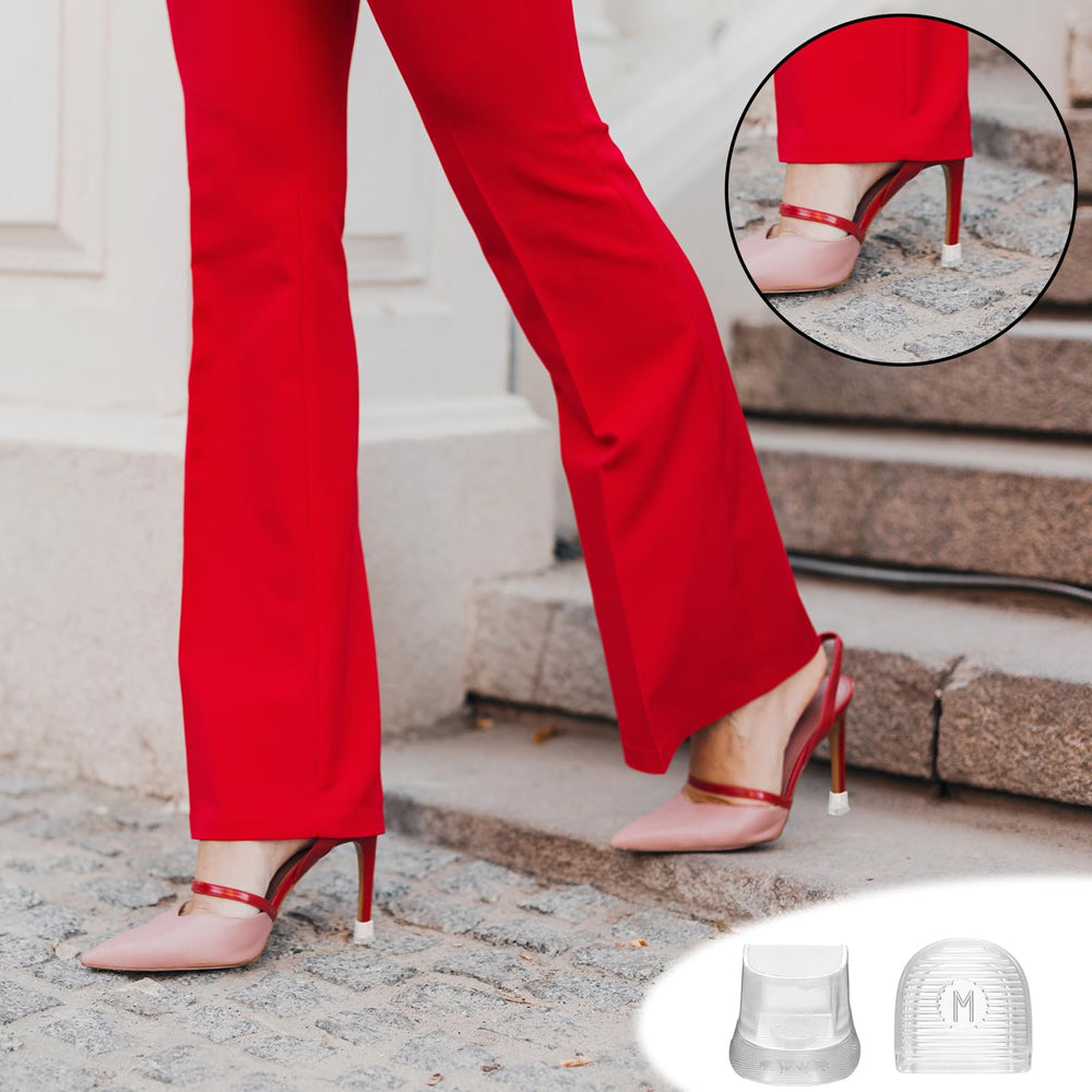 JIYIN TPU material closeup shows durable, transparent heel cap construction.