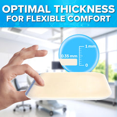 JJ CARE borderless hydrocolloid dressing adheres securely on elbows and heels for comfortable wear.