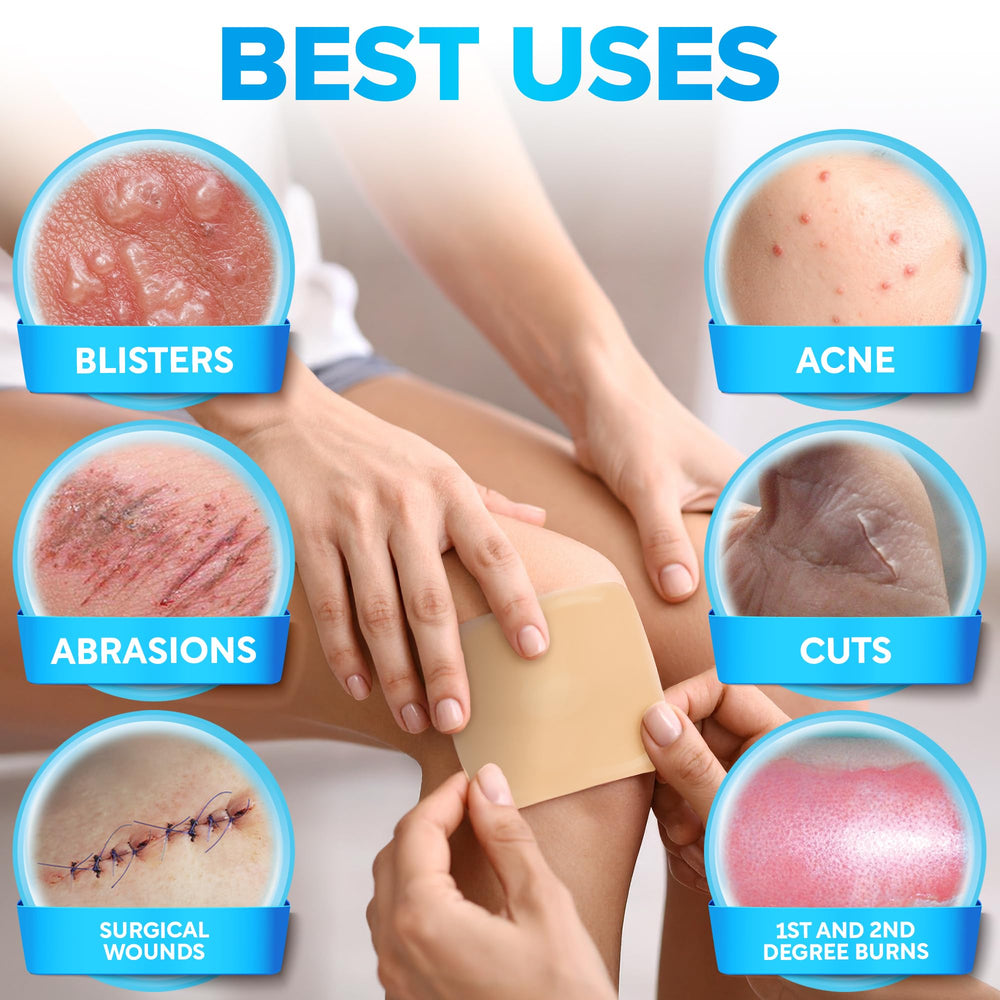 Breathable JJ CARE hydrocolloid dressing being removed from skin gently