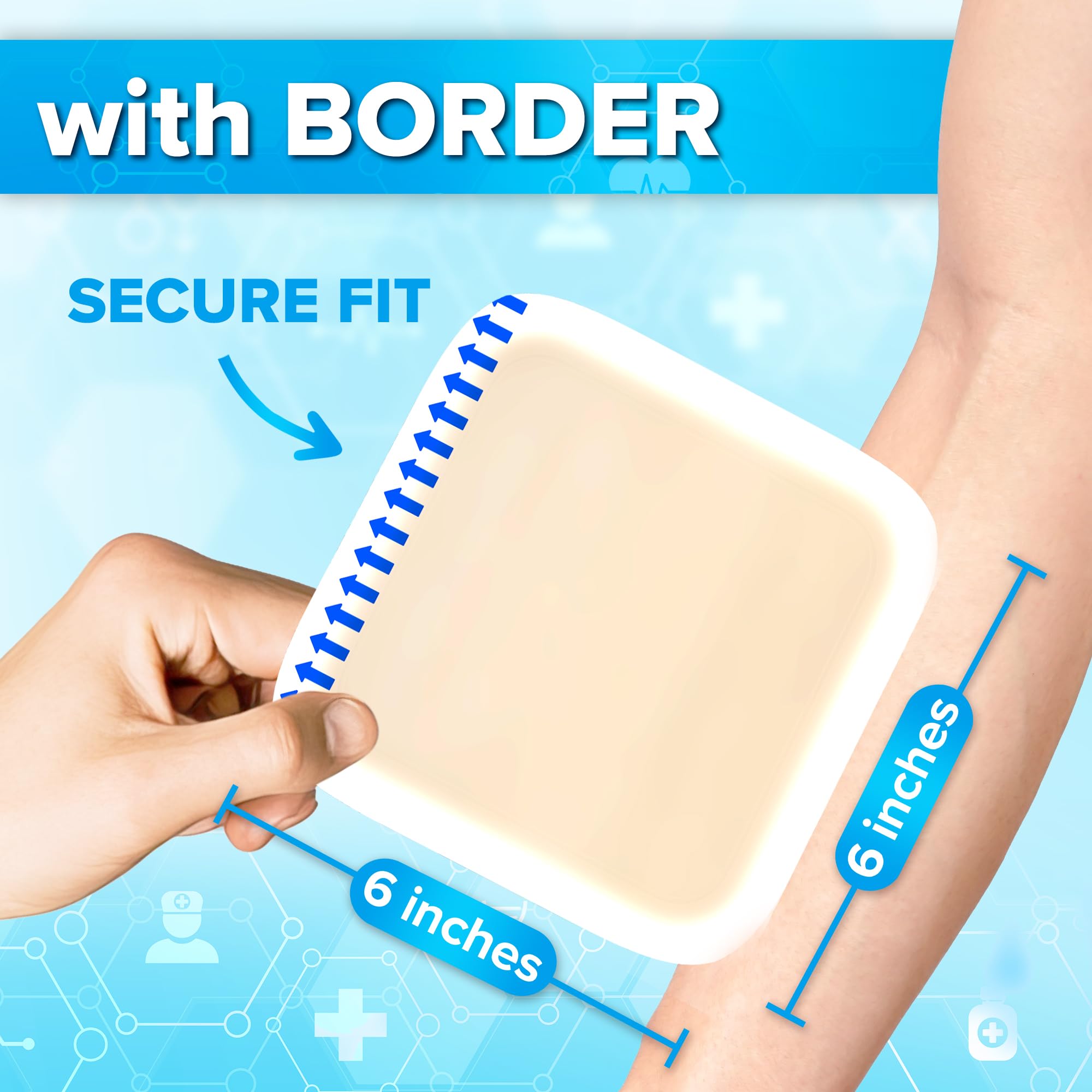 JJ CARE hydrocolloid patch in 5-pack indicates economical, long-lasting wound care option.