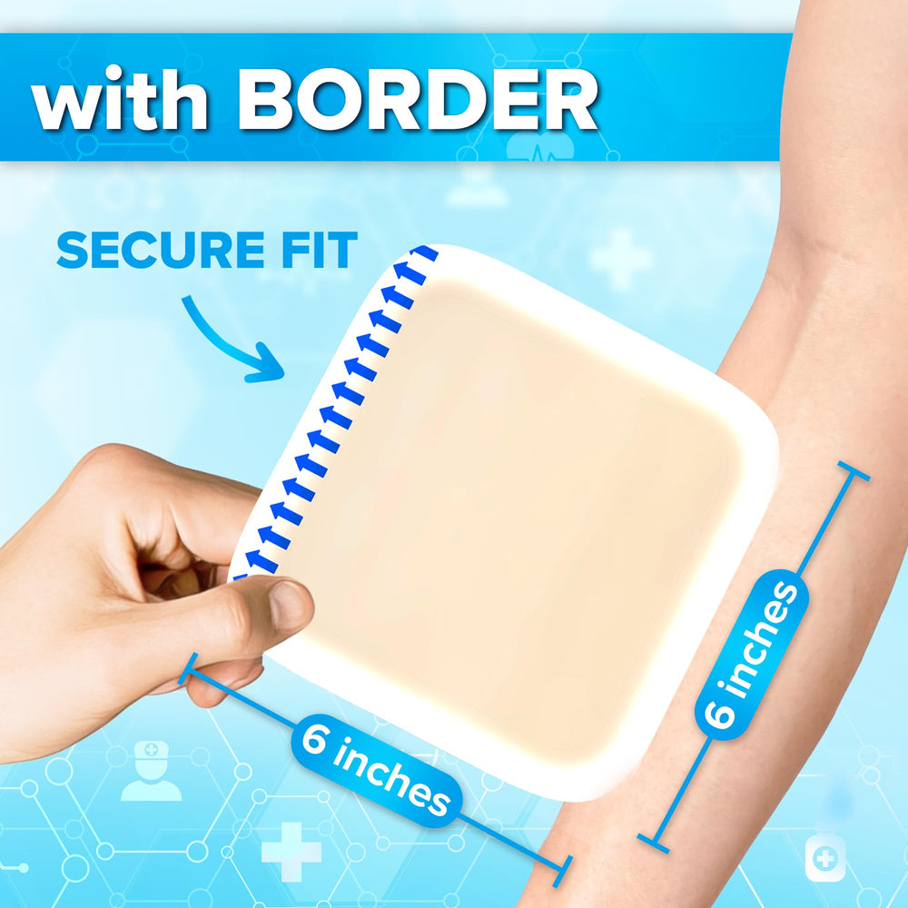 JJ CARE hydrocolloid patch in 5-pack indicates economical, long-lasting wound care option.