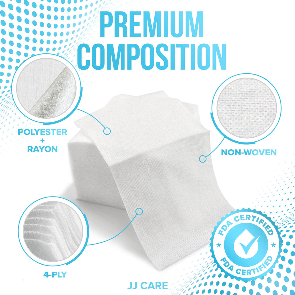 JJ CARE latex-free gauze pads offer durable, absorbent cleansing