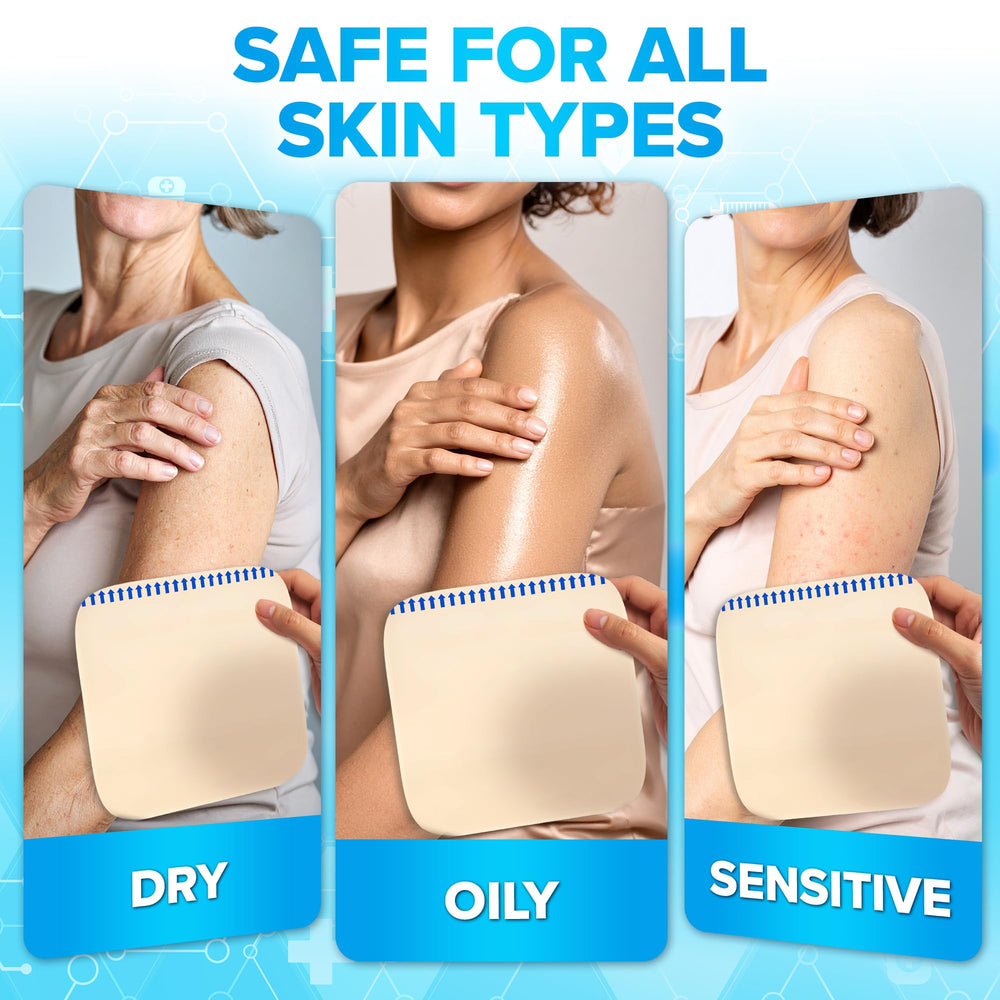 JJ CARE flexible hydrocolloid dressing fits elbows, shoulders, knees, and heels.