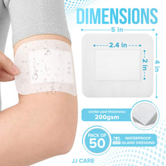 JJ CARE sterile bordered gauze pad closeup shows breathable protection and hygiene