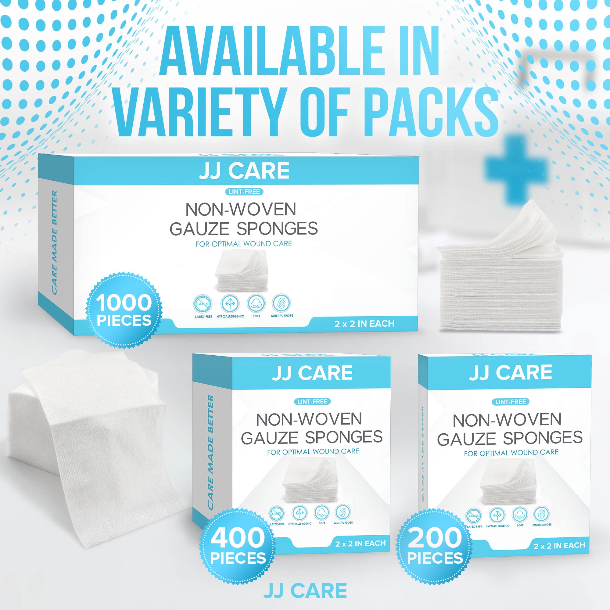JJ CARE value pack provides 1000 gauze pads for efficient care tasks
