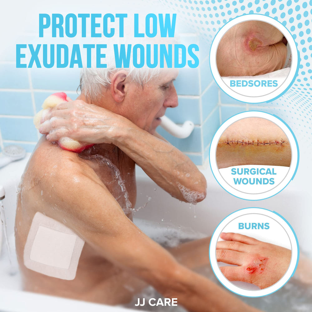 JJ CARE waterproof dressing provides barrier against moisture and contaminants.