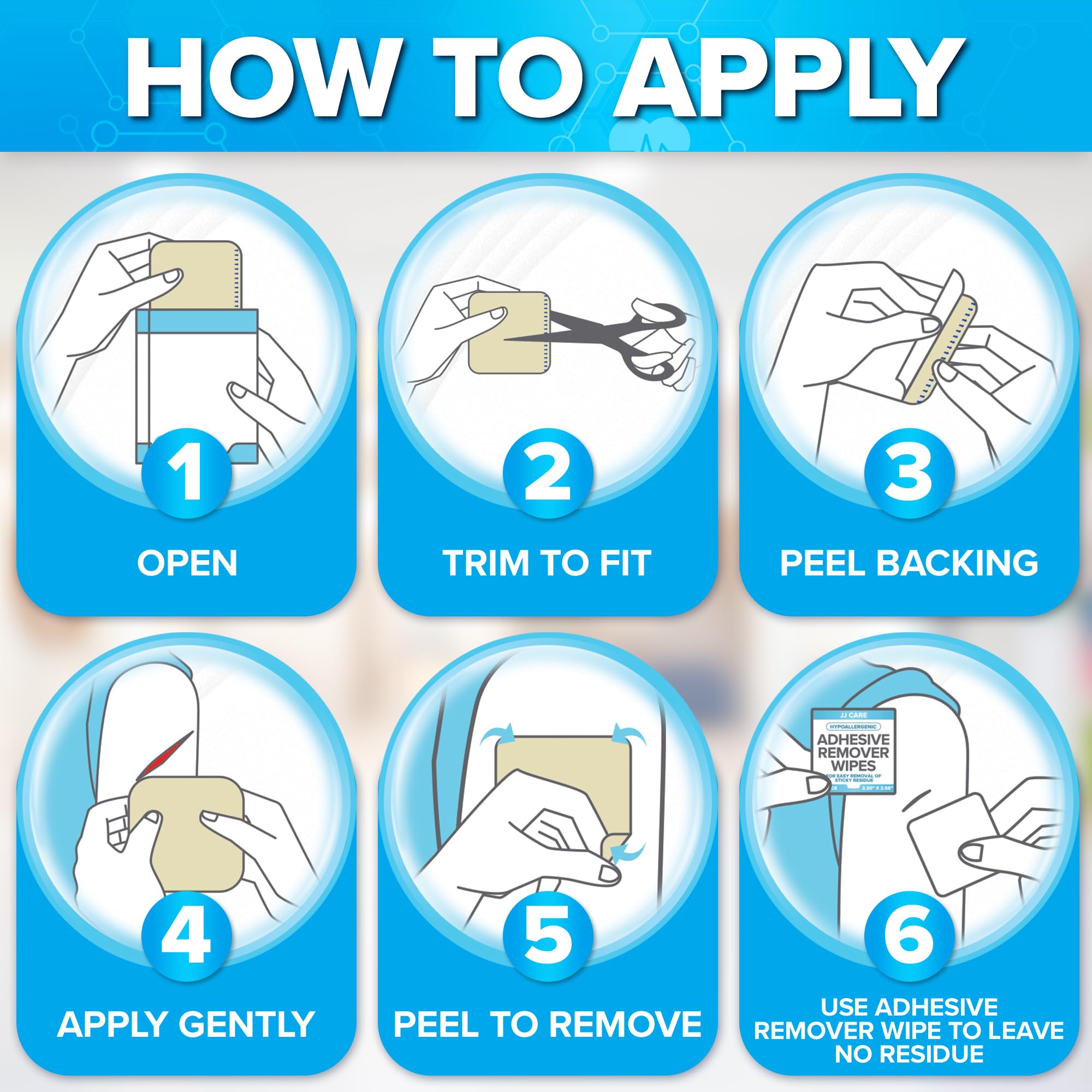 JJ CARE wound care dressings for low to moderate exudate wounds