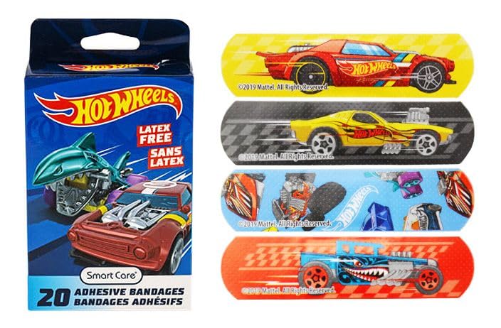 Conjunto de curitas JJM Hot Wheels, 3x20, práctico para casa.