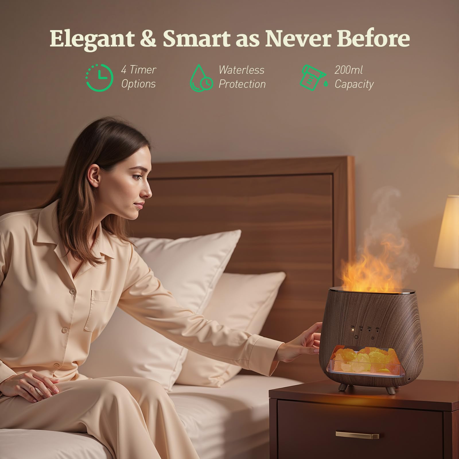 JJNJJN LED glow with 9 colors for relaxing ambience.