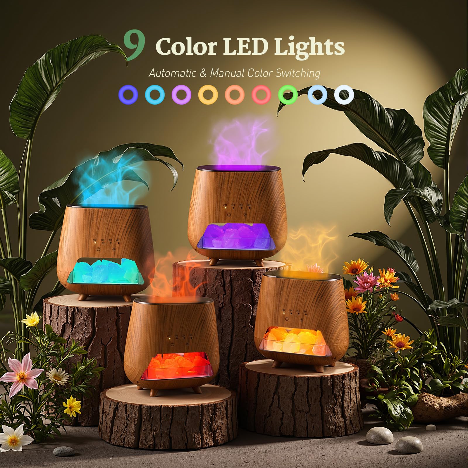 JJNJJN flame effect adds romantic mood with soft illumination.