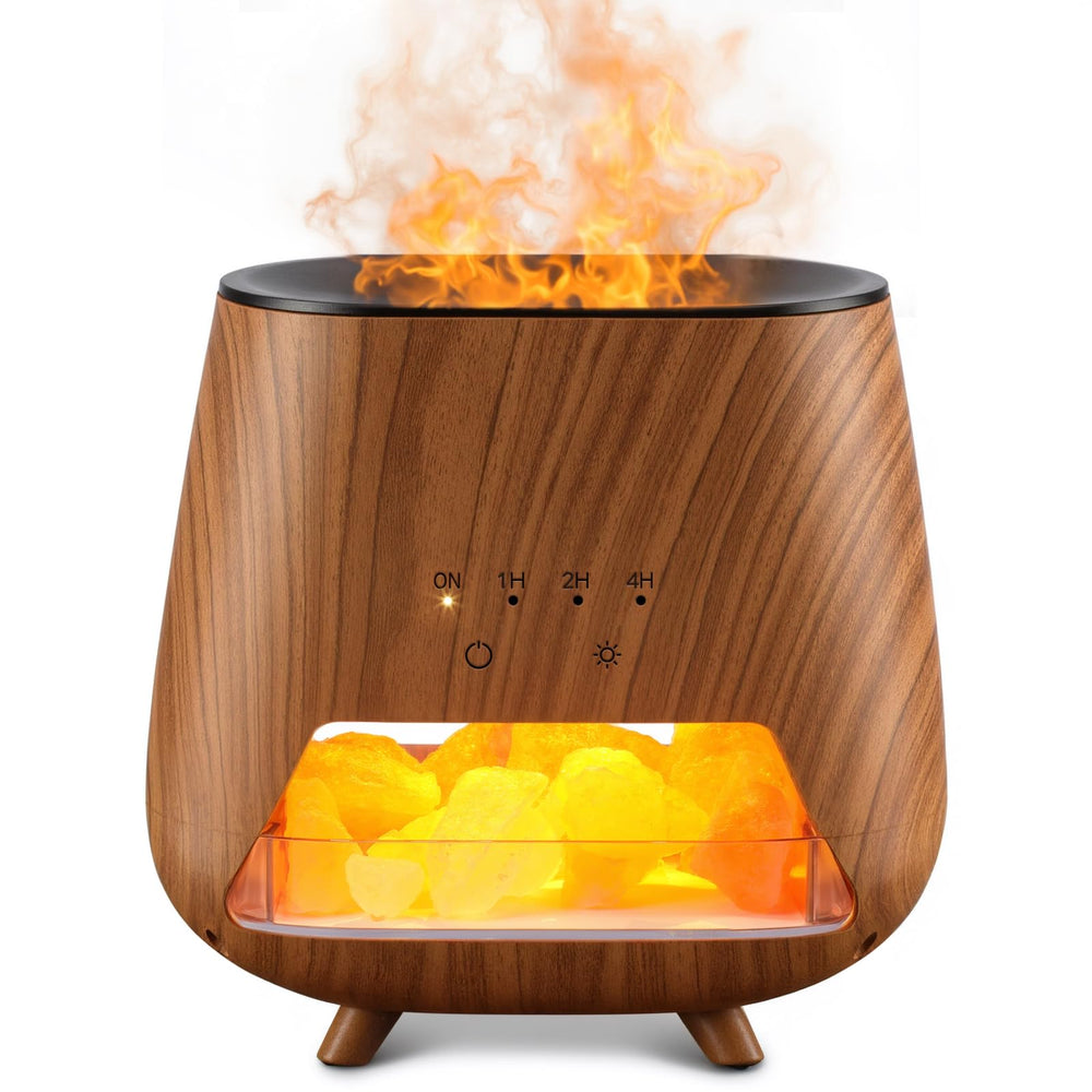 JJNJJN 200ml diffuser with Himalayan pink salt lamp for calming ambience.