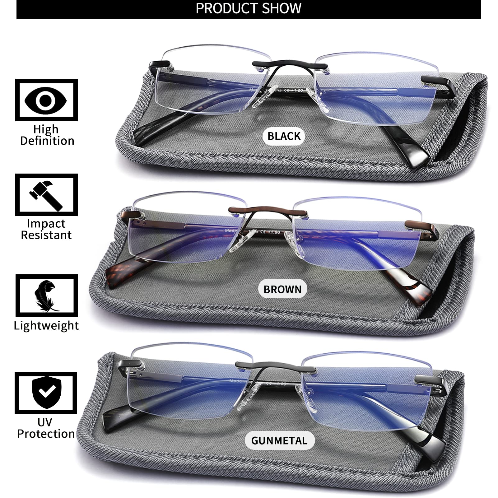 JJWELL 3-pack reading glasses for convenient daily use