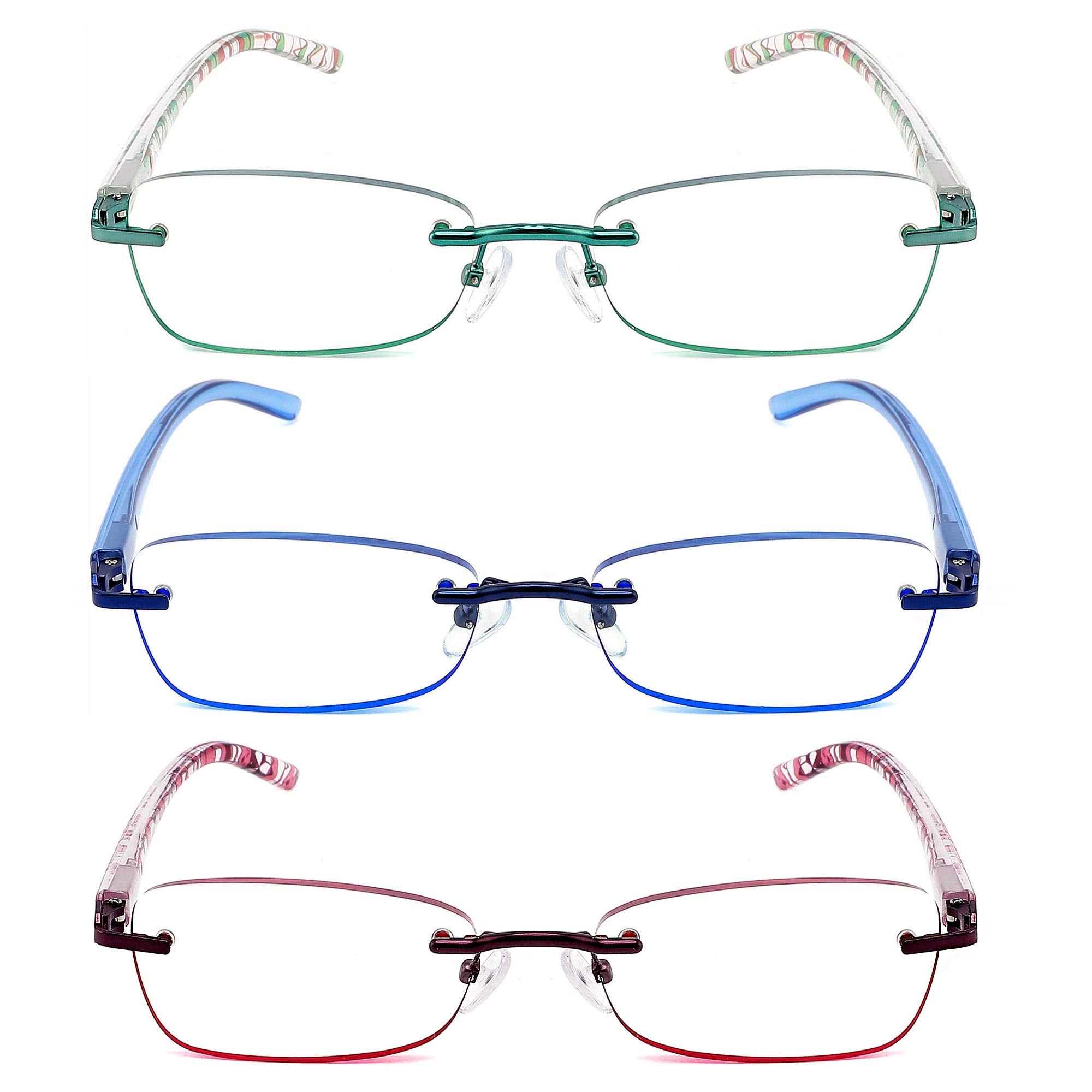 JJWELL blue light blocking reading glasses with rimless metal frame for reduced eye strain