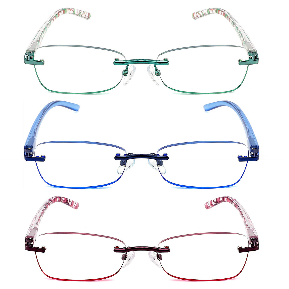 JJWELL blue light blocking reading glasses with rimless metal frame for reduced eye strain
