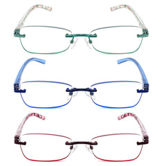 JJWELL blue light blocking reading glasses with rimless metal frame for reduced eye strain