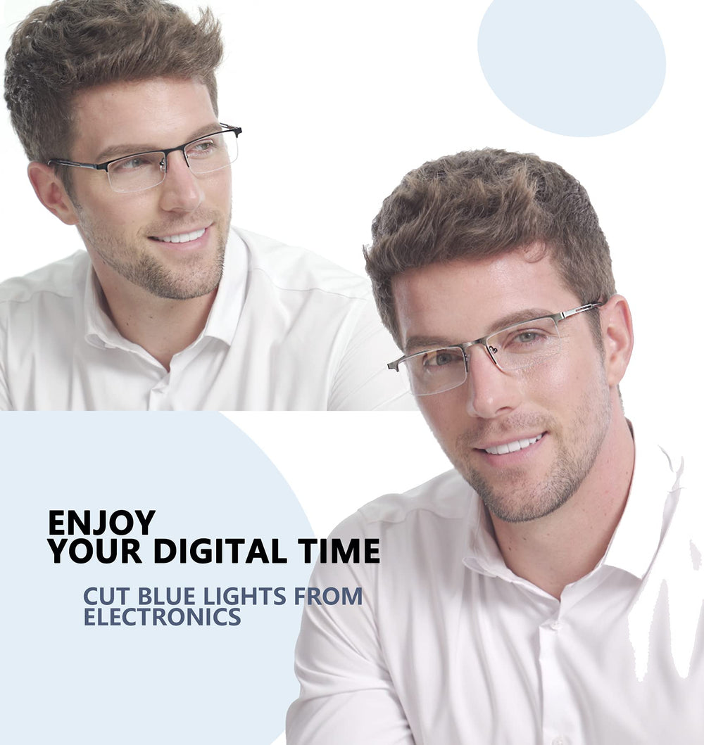 JJWELL men’s glasses with rectangle half-frame and spring hinges for daily wear
