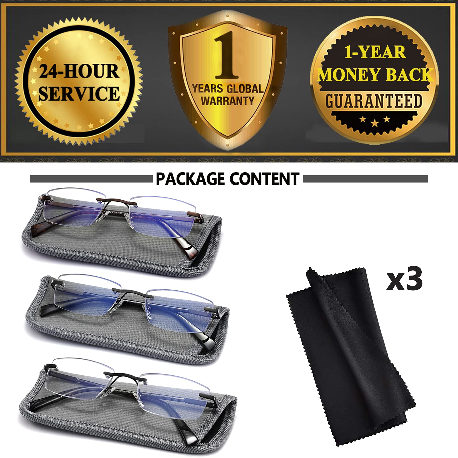 JJWELL rectangular rimless design suits men for work and leisure