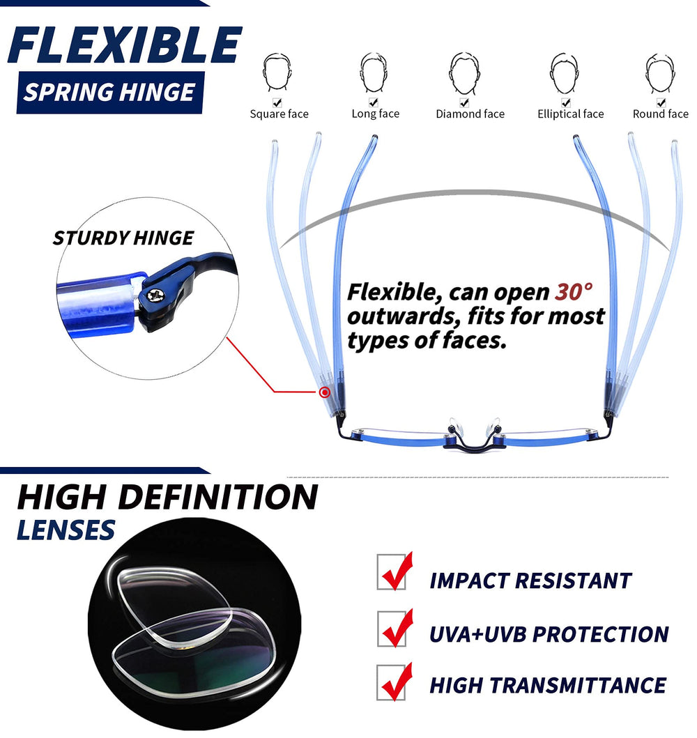 JJWELL spring hinge reading glasses designed to adapt to different face shapes