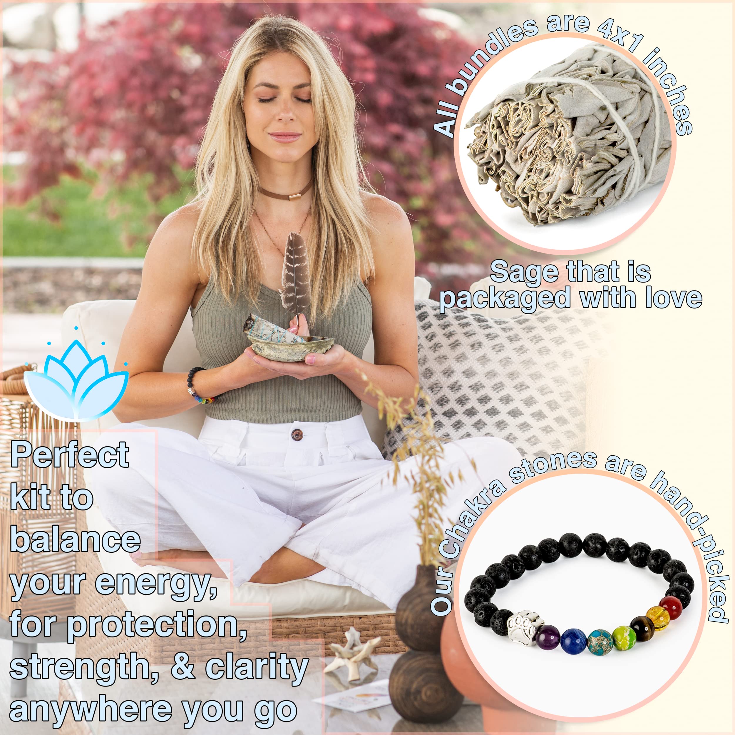 JL Local White Sage Smudging Kit with instructions and blessings for mindful rituals