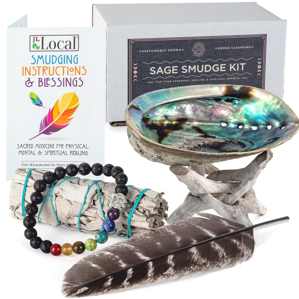 JL Local White Sage Smudging Kit with a smudge stick for cleansing spaces