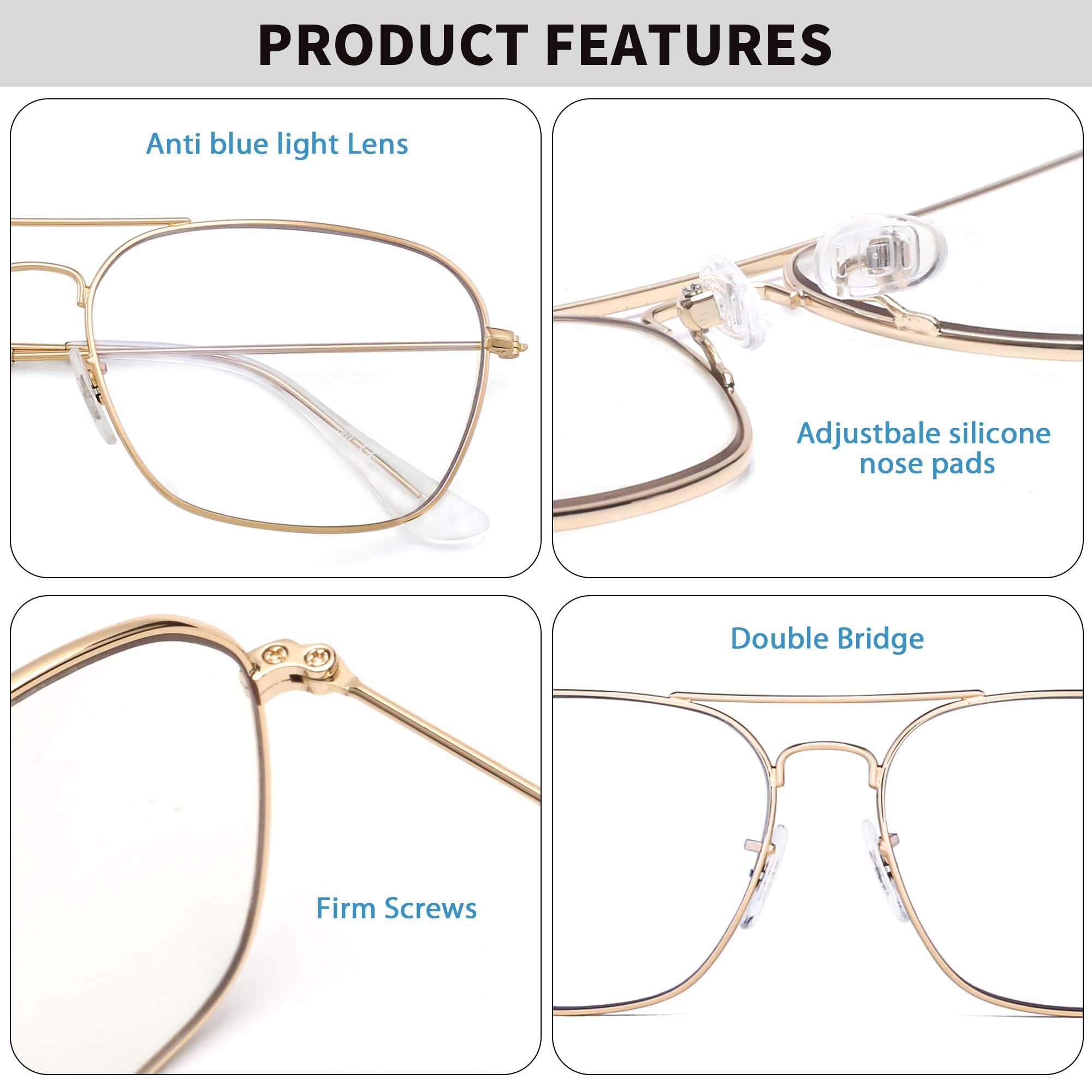 JM blue light aviator lenses filter harmful rays for comfortable viewing.