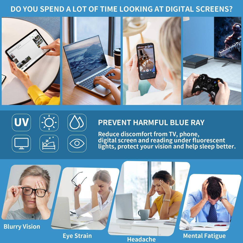 JM blue light blocking glasses for computer and tablet use
