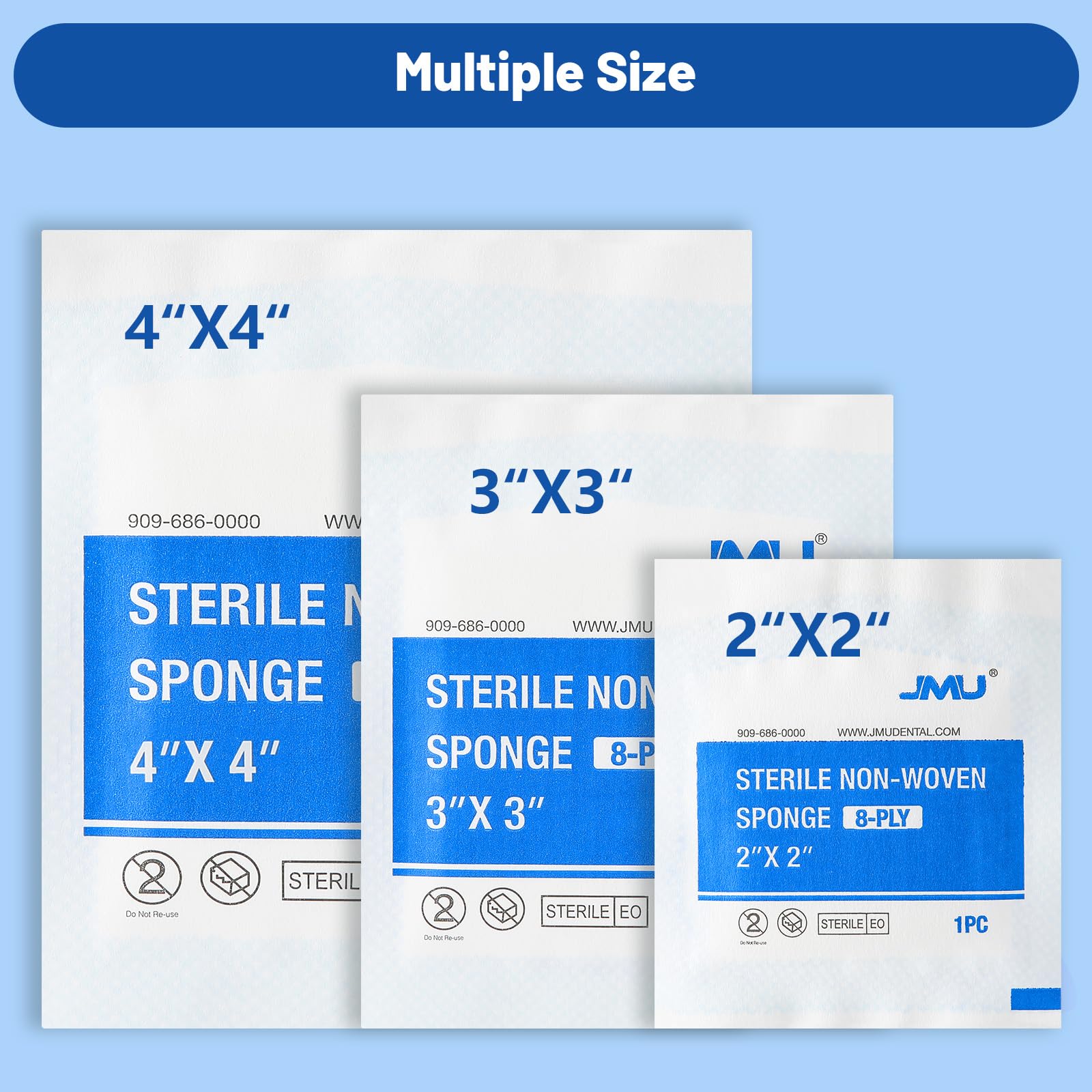JMU soft, lint-free gauze pads for sensitive skin protection