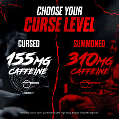 Close-up of The Curse ingredients showing creatine and beta-alanine for performance support