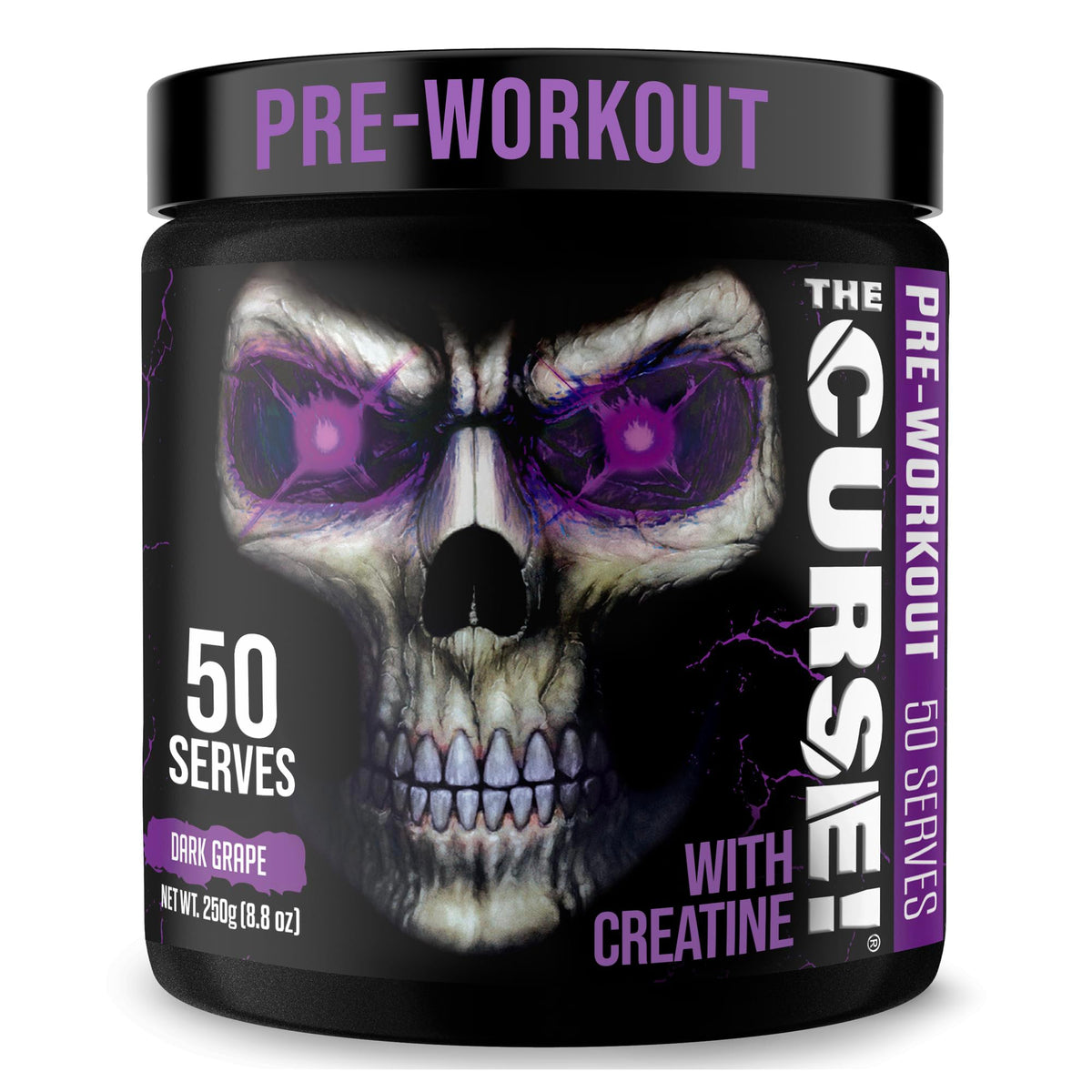 JNX SPORTS The Curse dark grape bottle ready for energetic workouts.