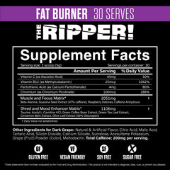 The Ripper label close-up highlighting the Dark Grape flavor