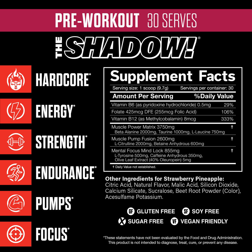 The Shadow strawberry-pineapple powder shows precise dosing for consistent servings