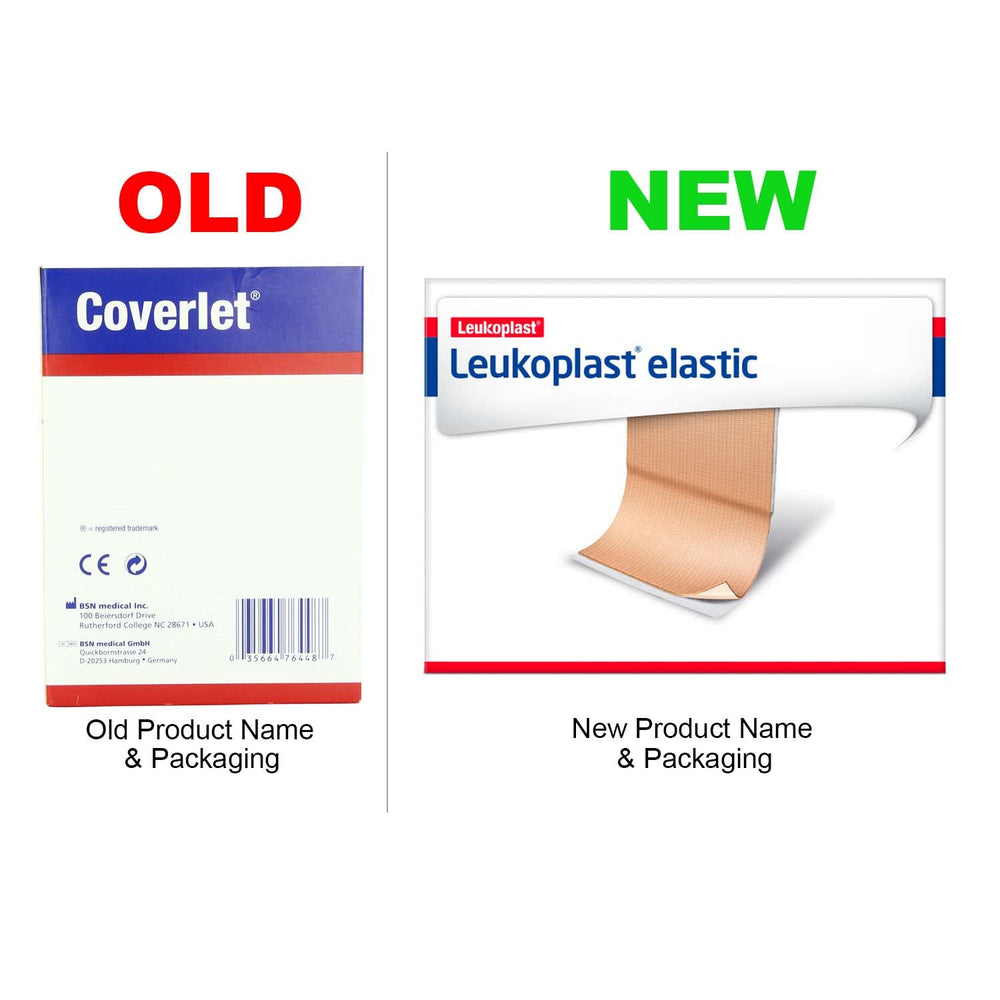 Jobst Leukoplast elastic bandage adheres well to contoured areas like elbows and knees.