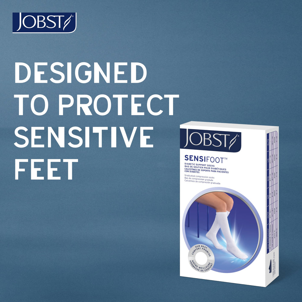 JOBST SensiFoot in daily wear demonstrates comfortable knee-high use