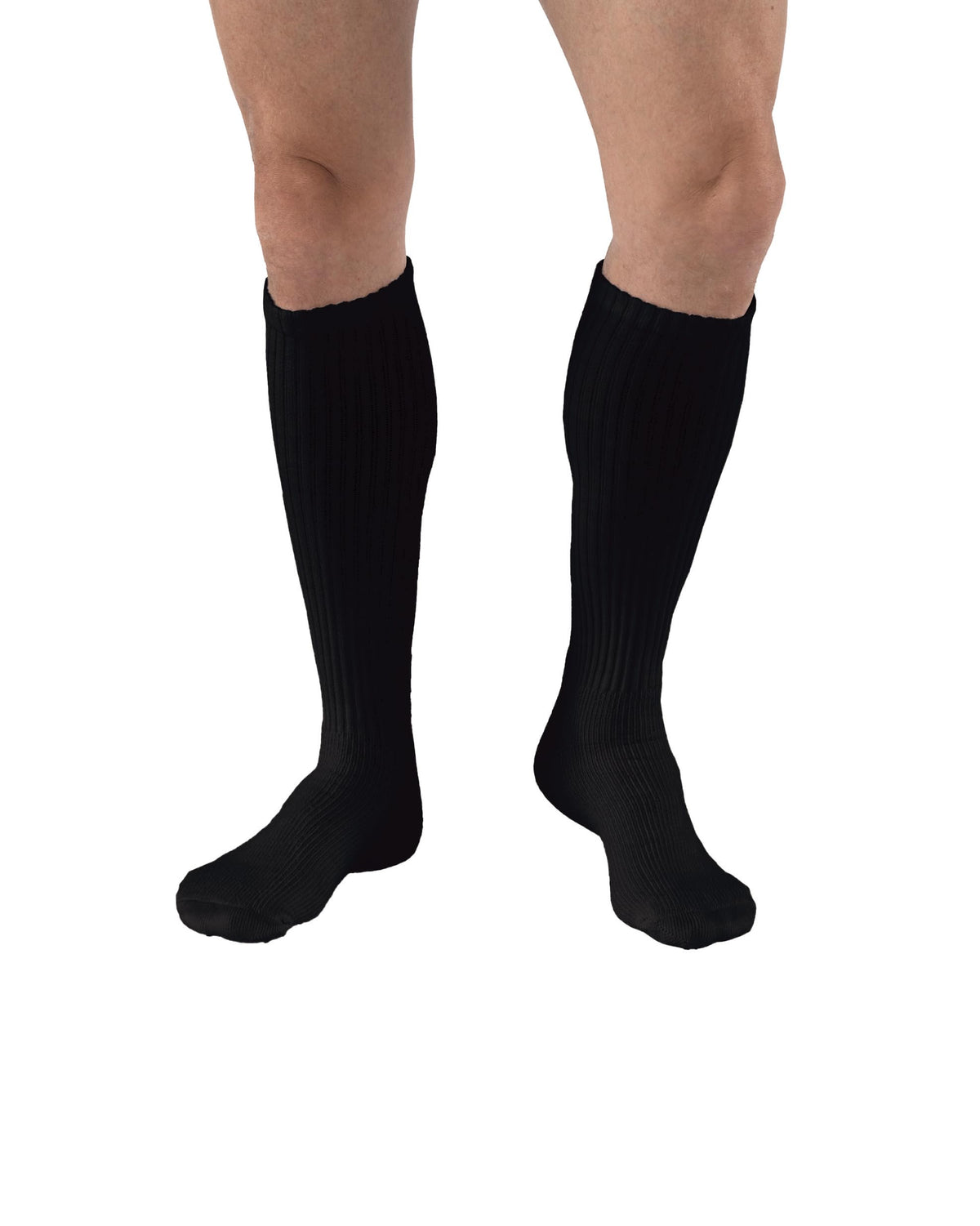 JOBST SensiFoot diabetic knee-high sock in black, seamless toe and cushioned padding for comfort