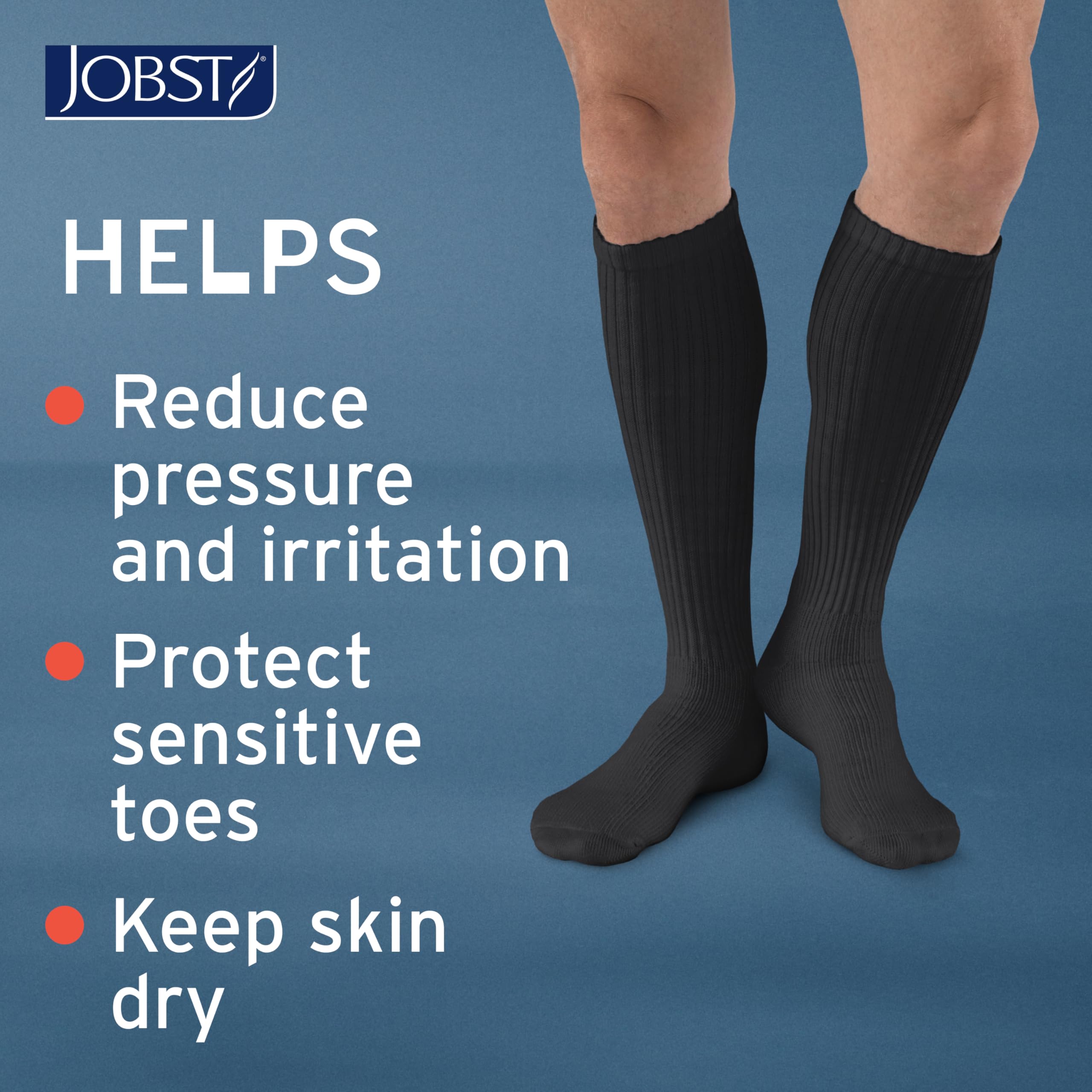 JOBST SensiFoot extra padding at heel and toe to reduce friction