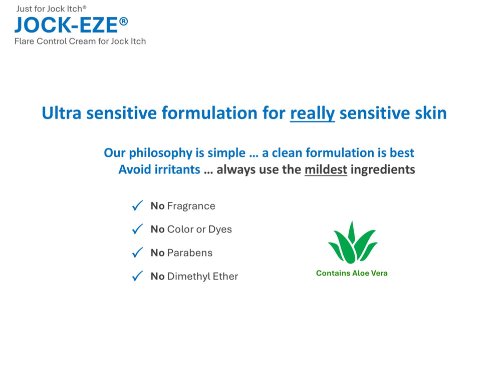 JOCK-EZE Flare Control Cream with aloe vera for soothing relief.