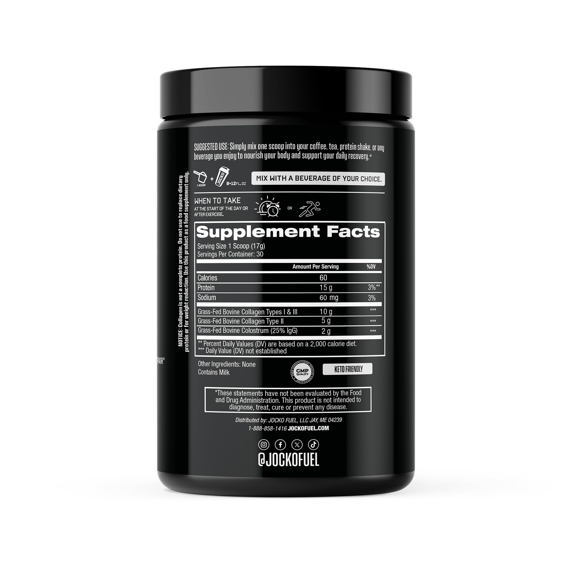 Jocko Fuel collagen powder scoop demonstrates easy daily dosing for joint support.