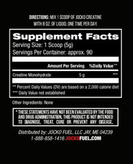 Jocko Fuel Creatine Monohydrate label provides clear ingredient details for informed use.