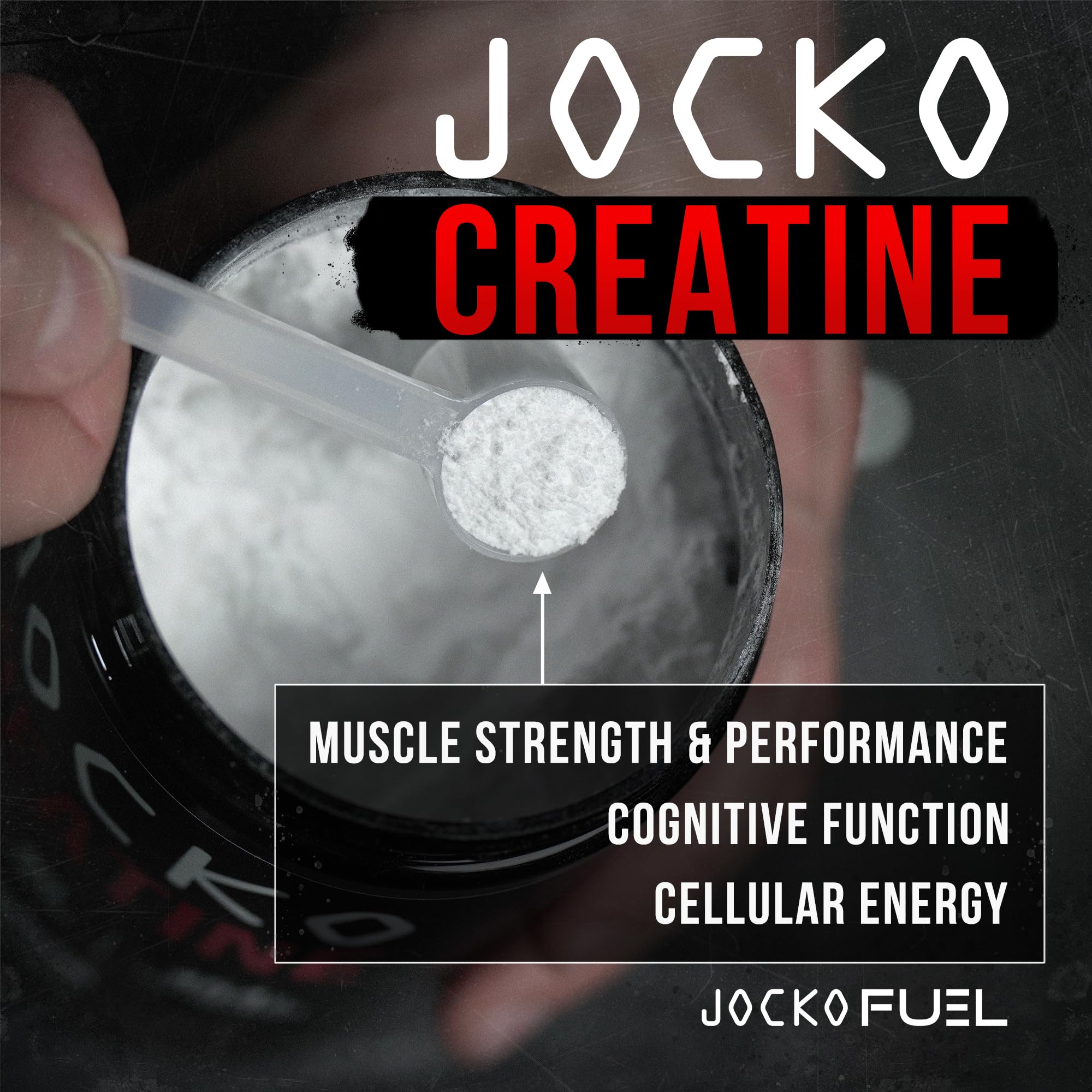 Jocko Fuel Creatine Monohydrate mixing glass shows quick dissolution when stirred.