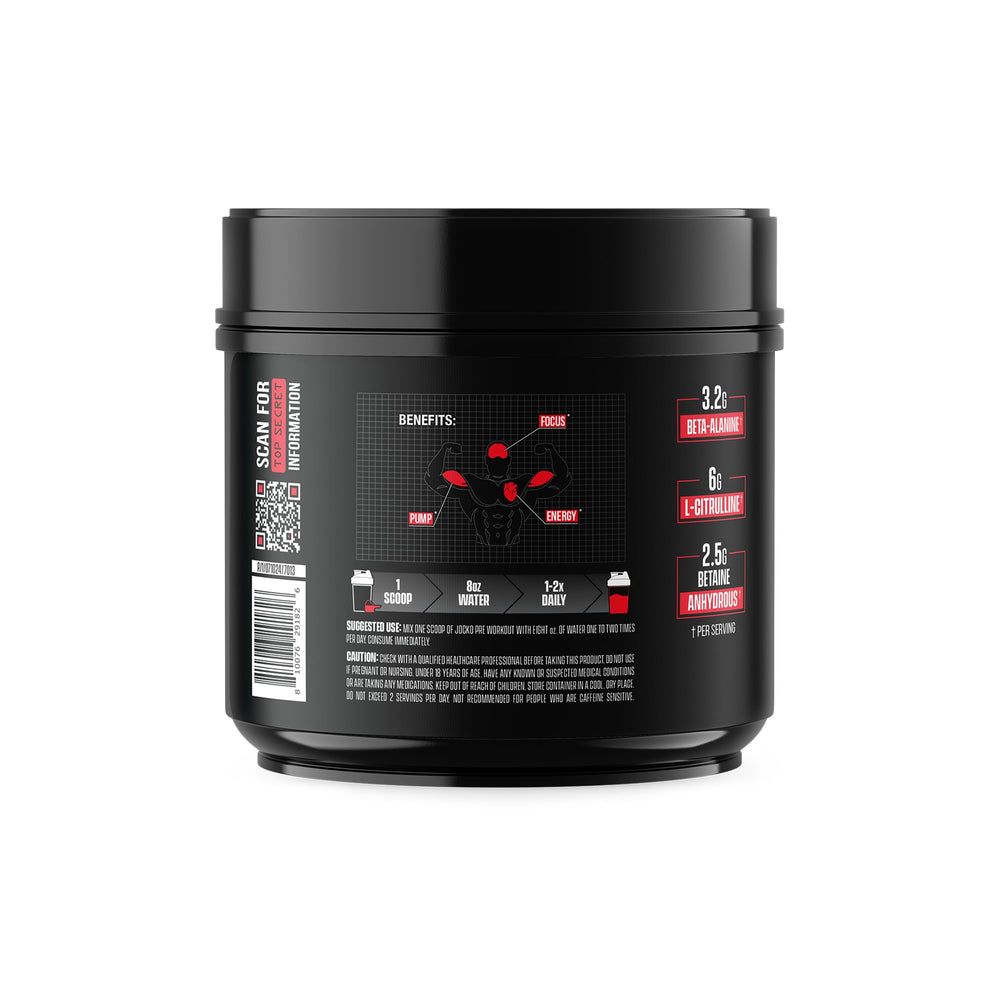 Fruit Punch serving of Jocko Fuel pre-workout highlighting flavor and pump potential